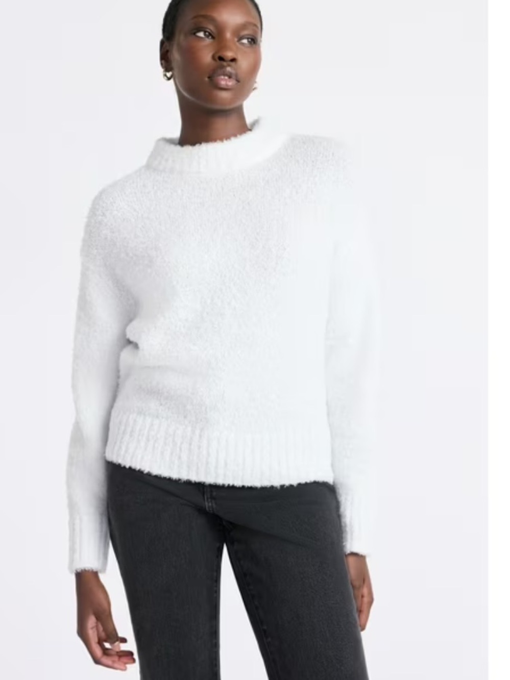 NWT Free Assembly Women's Cream Mock Neck Wedge Sweater w/ Long Sleeves Large